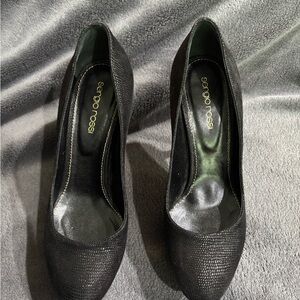 Sergio Rossi Black Leather Platform Heels